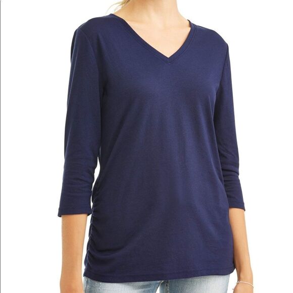 ✨HP✨Teal Side Ruched 3/4 Sleeves Top✨ - Picture 1 of 8